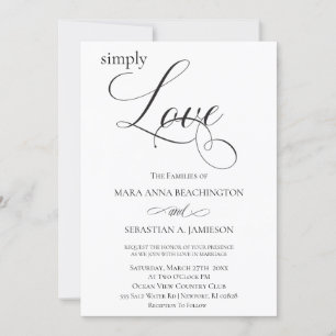 *~* Black White Simple Minimal Modern Wedding Invitation