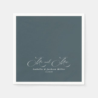 Black & White Simple Minimalist Elegant Wedding Napkin