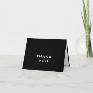 Black & White Simple Modern All Caps Full Name Thank You Card