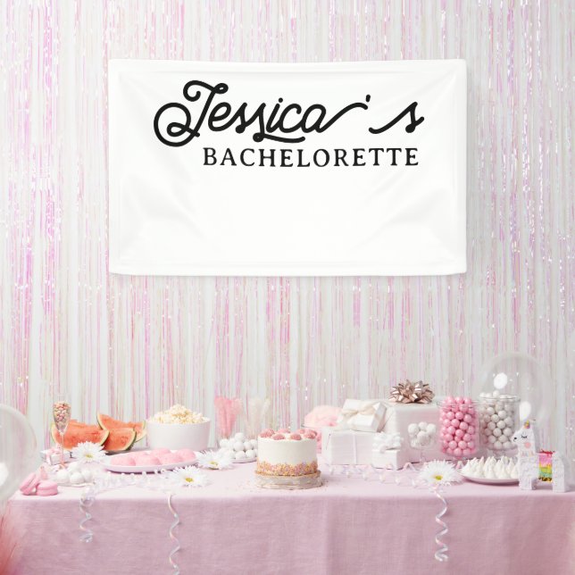 Black White Simple Modern Bachelorette Party Banner (Party)