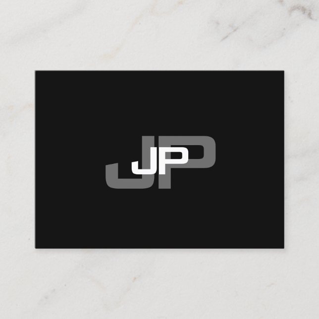 Black White Simple Modern Monogrammed Template Business Card (Front)