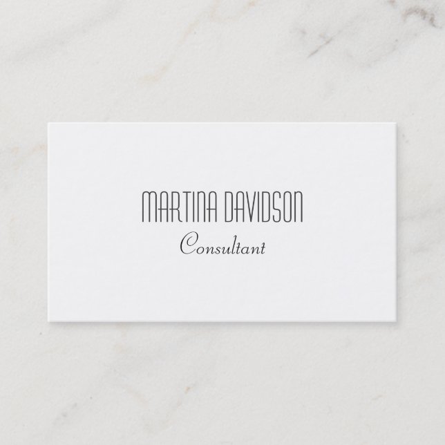 Black White Simple Modern Script Business Card (Front)