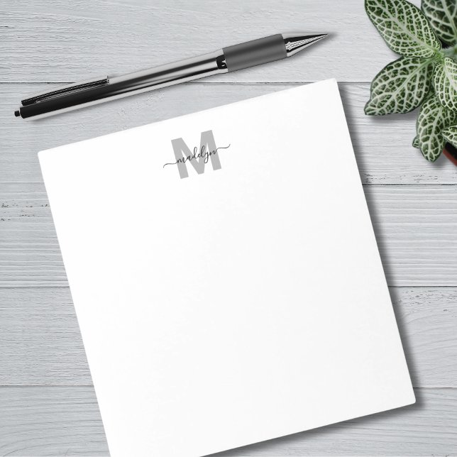 Black White Simple Name Monogram Notepad (Black White Simple Name Monogram Notepad)