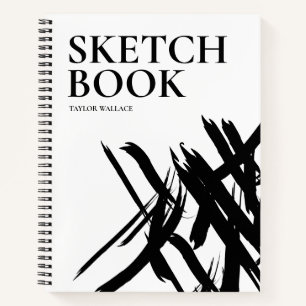 Black White simple Personalised Modern Sketch Book