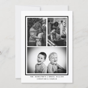 Black White Simple Photo Personalised Christmas Holiday Card