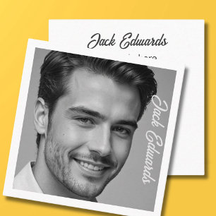 Black White Simple Photo Social Media Square Business Card