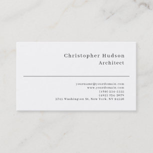 Black White Simple Plain Architect Business Card