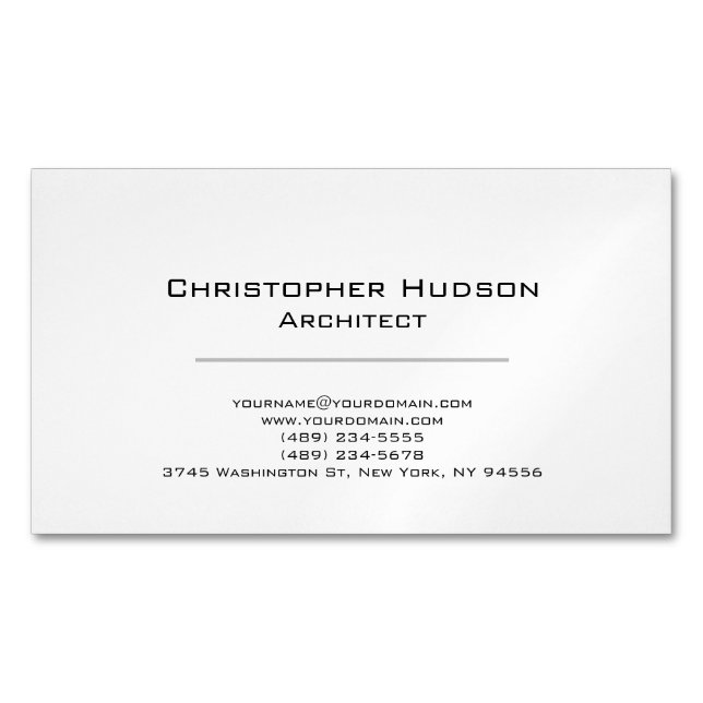 Black White Simple Plain Architect Business Card (Front)