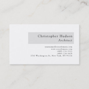 Black White Simple Plain Architect Business Card