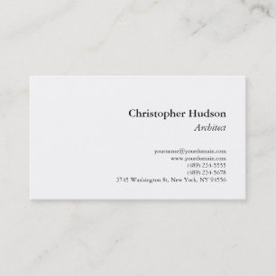 Black White Simple Plain Architect Business Card