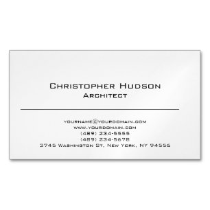 Black White Simple Plain Architect Magnetic Business Card