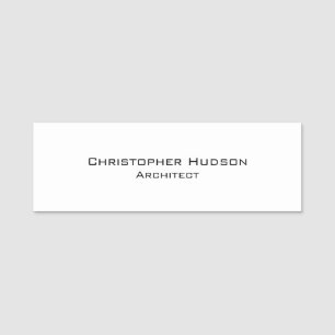 Black White Simple Plain Architect Name Tag