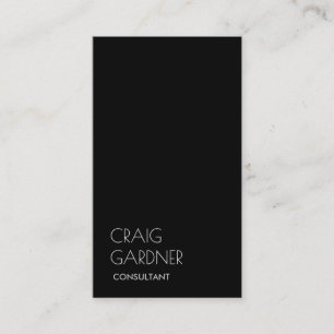 Black White Simple Plain Chic Trendy Consultant Business Card