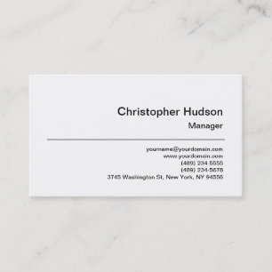 Black White Simple Plain Manager Business Card