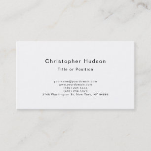 Black & White Simple Plain Minimalist Business Card