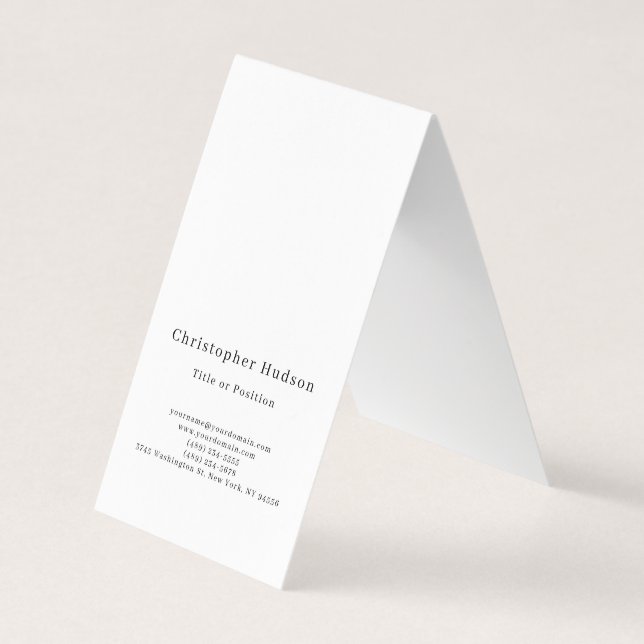 Black & White Simple Plain Minimalist Business Card (Front)