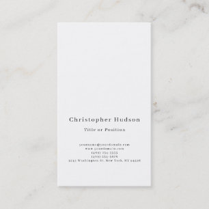 Black & White Simple Plain Minimalist Business Card