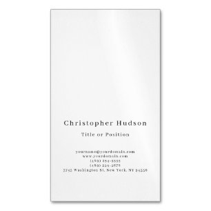 Black & White Simple Plain Minimalist Magnetic Business Card
