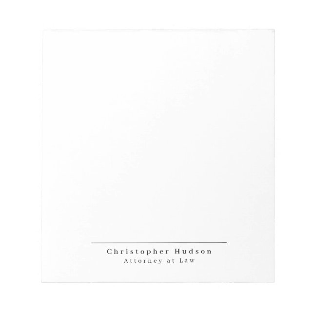 Black White Simple Plain Minimalist Notepad (Front)