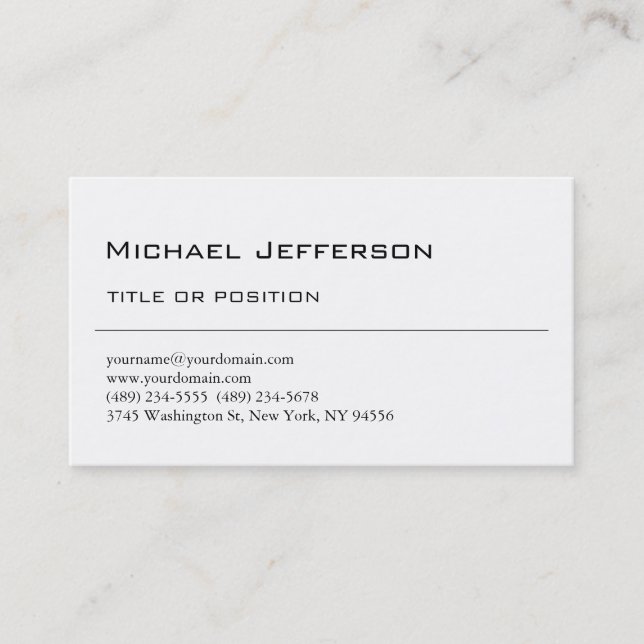 Black & White Simple Plain Script Business Card (Front)
