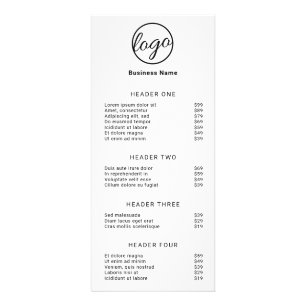 Black White Simple Service Menu Logo Price List