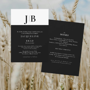 Black & White Simplicity Wedding  Invitation