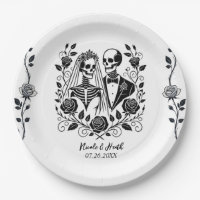 Black White Skeleton Floral Rose Vine Wedding 