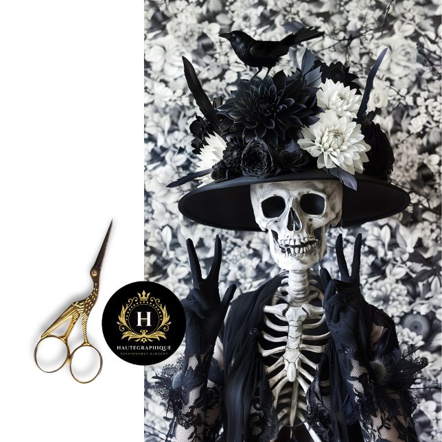 Black White Skeleton Tissue Paper for Decoupage  (Creator Uploaded)