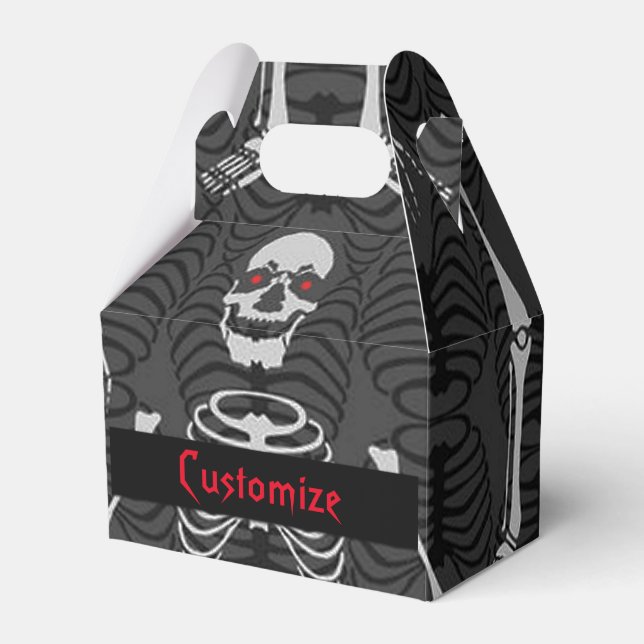 Black & White Skeletons Halloween Favour Box (Front Side)