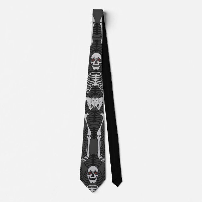 Black & White Skeletons Halloween Tie (Front)