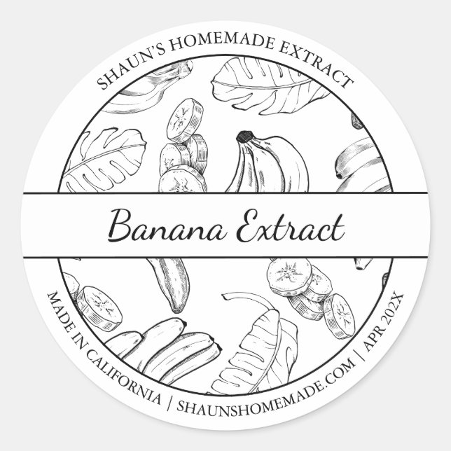 Black & White Sketch Banana Extract label (Front)