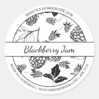 Black & White Sketch Blackberry Jam label