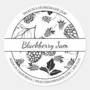 Black & White Sketch Blackberry Jam label