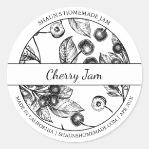 Black & White Sketch Cherry Jam label