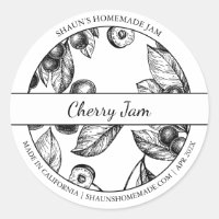 Black & White Sketch Cherry Jam label