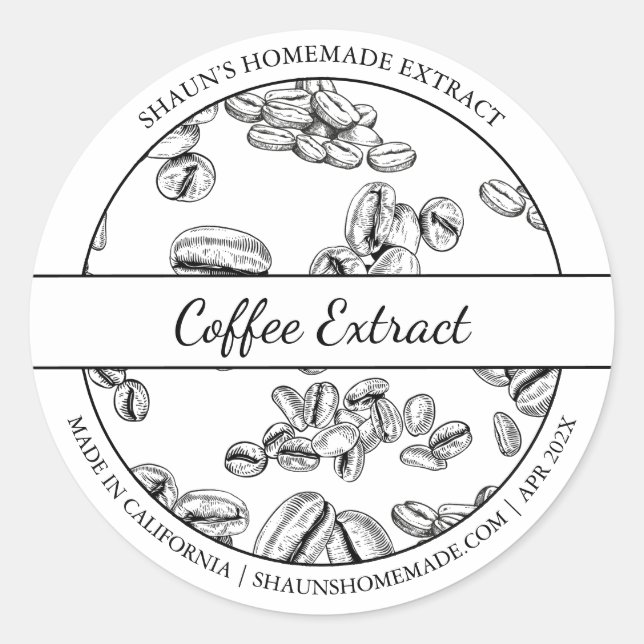 Black & White Sketch Coffee Extract label (Front)