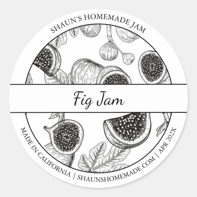 Black & White Sketch Fig Jam label (Front)