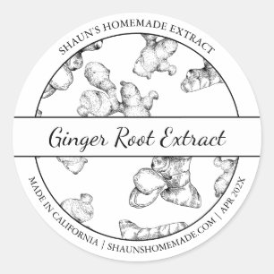 Black & White Sketch Ginger Root Extract label