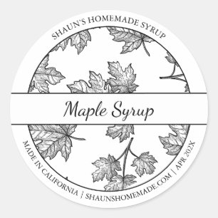 Black & White Sketch Maple Syrup label