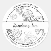Black & White Sketch Raspberry Jam label