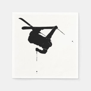 Black & White Skier Napkin