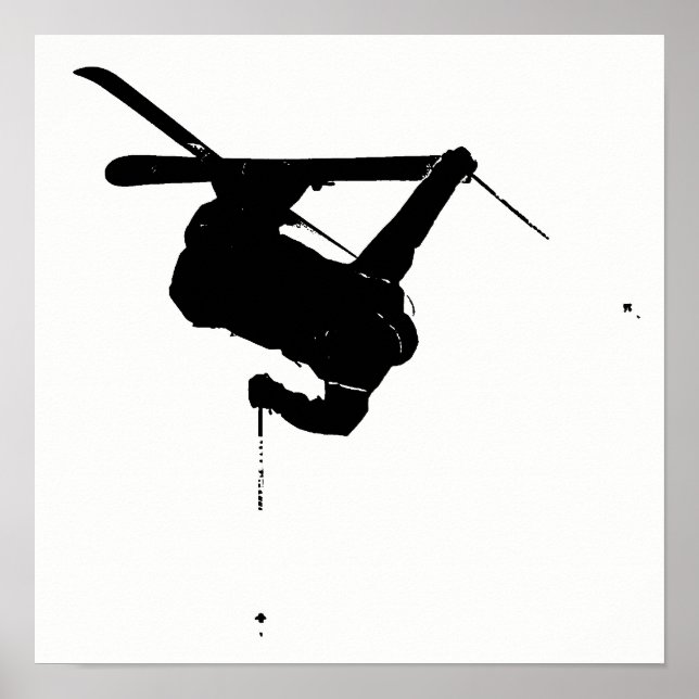 Black & White Skier Poster (Front)