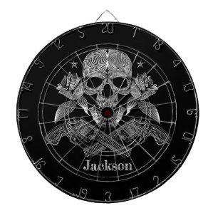 Black & White Skull and Guns Dartboard