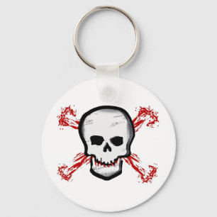 Black/White Skull & Bloody Cross Bones Key Ring