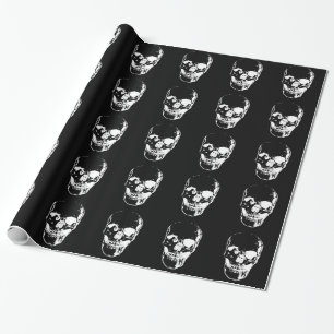 Black & White Skull Christmas Wrapping Paper