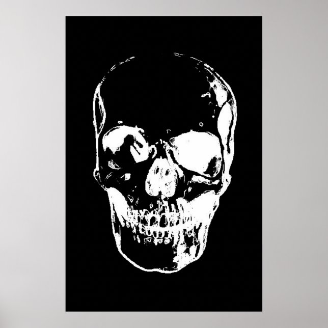 Black & White Skull Fantasy Art Poster (Front)