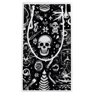 Black & White Skull Gift Bag (White)