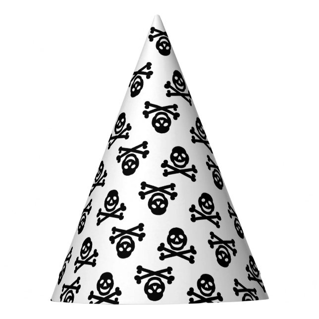 Black White Skull Halloween Party Hat (Front)