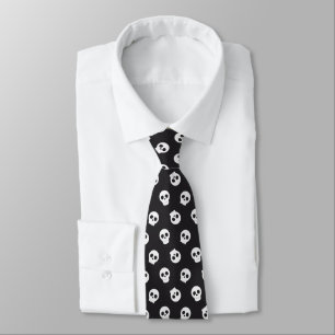 Black White Skull Halloween Tie Pattern Design