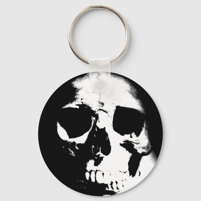 Black & White Skull Key Ring (Front)